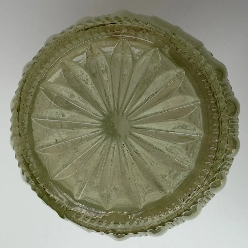 VTG Green Vase Boho Chic Glass‎ Bottle No Stopper 60s